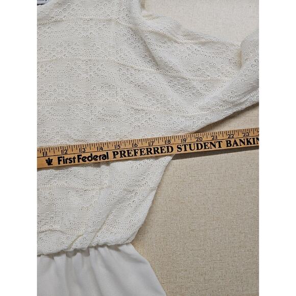 Vtg 80s Toni Petite Lace Dolman Sleeve Blouson Dress Size 8P USA Winter White - Picture 9 of 13